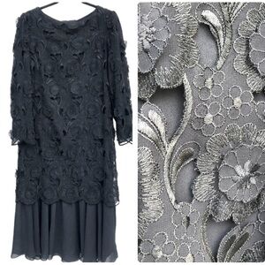 Vintage Joy Stevens mother bride midi dress L 14